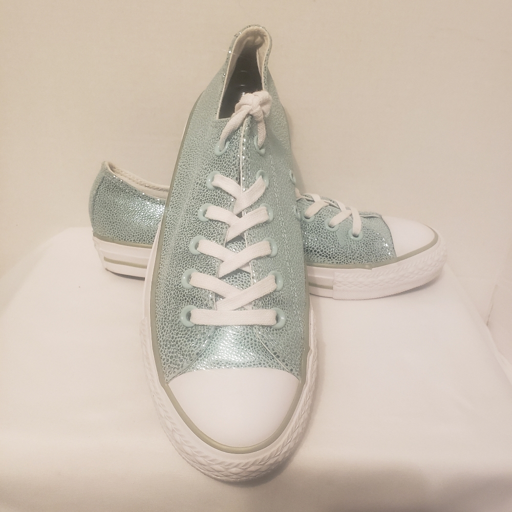 Converse Metallic Green Chuck Taylor All Star Ox Metallic Sneakers Sz 8 F M 6